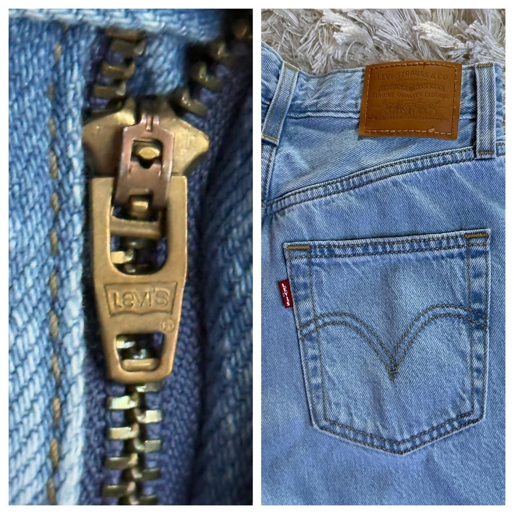 Levis Premium High Loose Taper Plaid Patchwork High Rise Mom Jeans Womens 25 - Picture 5 of 8